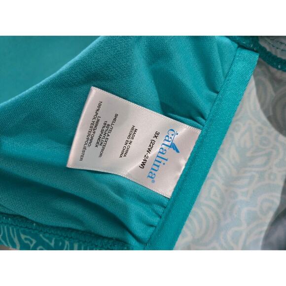 Catalina Women’s Plus Size Blue Tankini Top 3X Padded Adjustable Straps - Picture 7 of 9